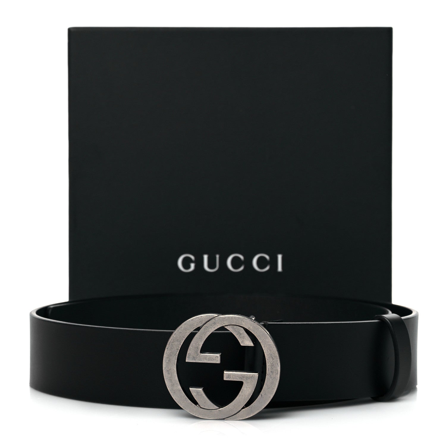Gucci Selleria Calfskin Mens Interlocking G 37mm Belt 85 34 Black 7 of 7