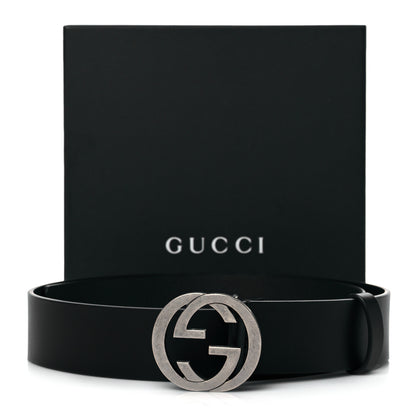 Gucci Selleria Calfskin Mens Interlocking G 37mm Belt 85 34 Black 7 of 7