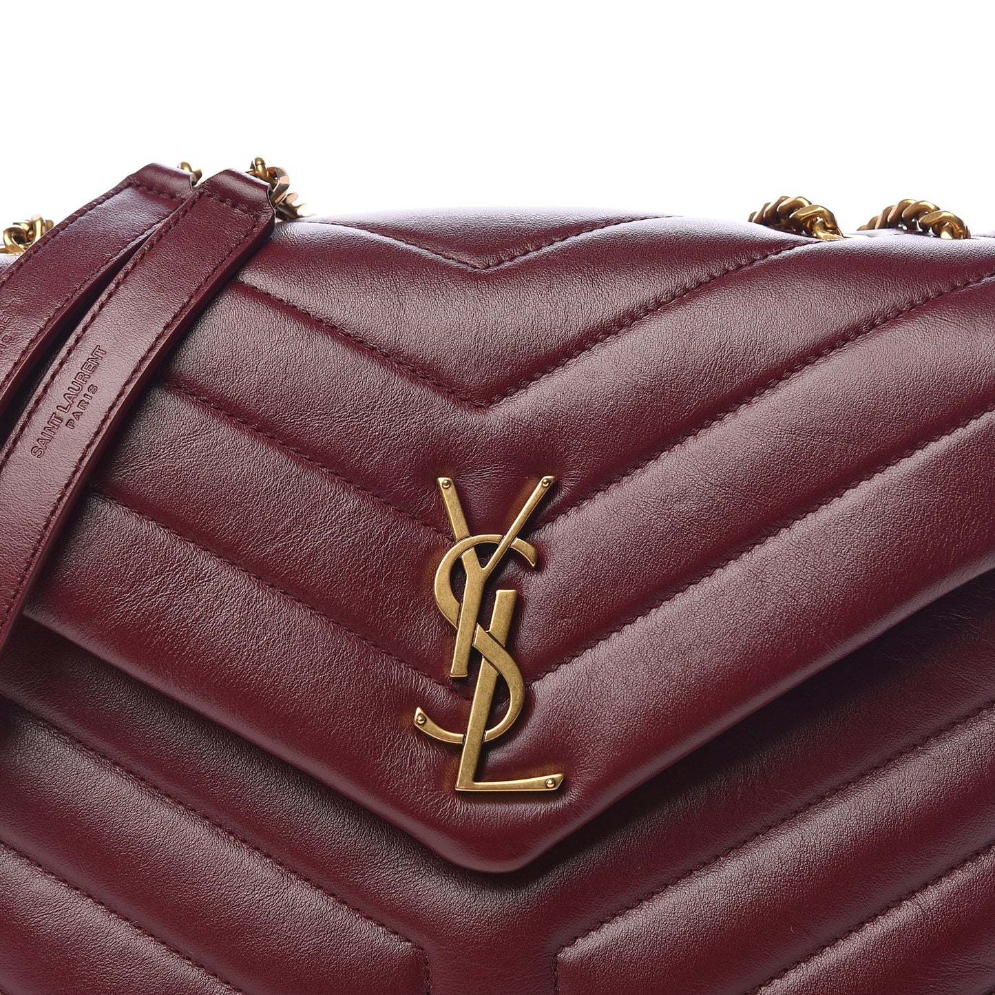 Calfskin Y Quilted Monogram Small Loulou Chain Satchel Dark Legion Red