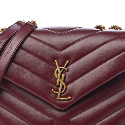 Saint Laurent Calfskin Y Quilted Monogram Small Loulou Chain Satchel Dark Legion Red 12 of 16