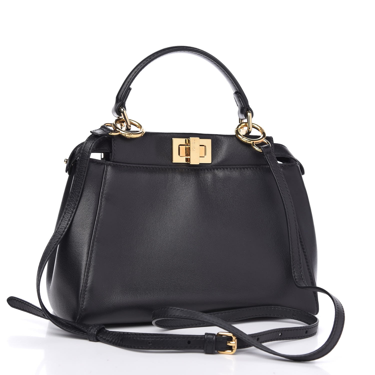 Fendi Nappa Mini Peekaboo Iconic Satchel Black 3 of 9