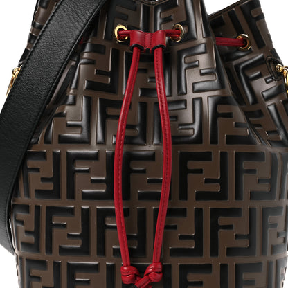 Fendi Vitello Grace F is Fendi Bi-Color FF 1974 Embossed Grande Mon Tresor Bucket Bag Maya Black Fragola 8 of 12