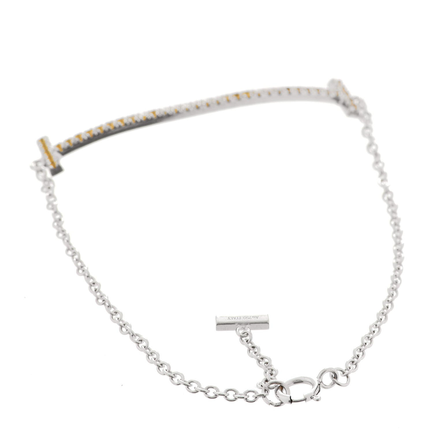 Tiffany 18K White Gold Yellow Sapphire T Smile Bracelet 3 of 6