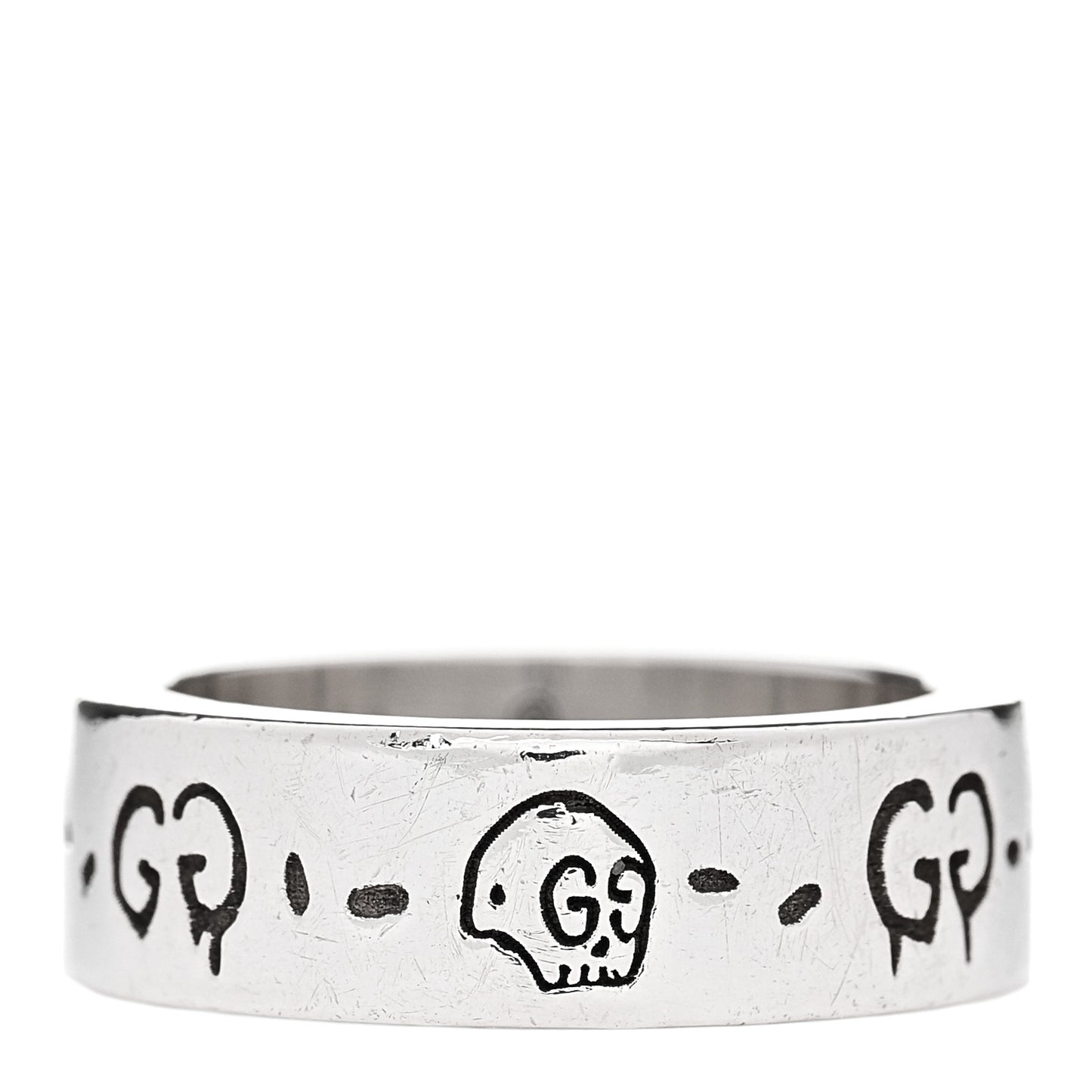 Sterling Silver Narrow GucciGhost Hamlet Skull Ring 49 4.75