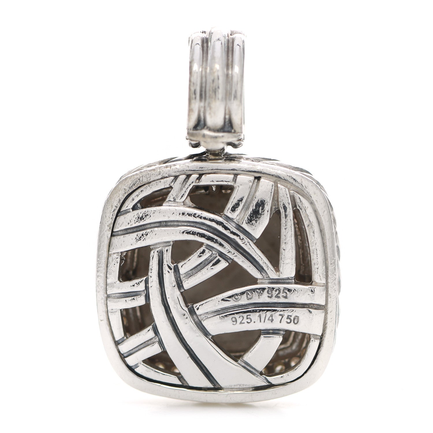 David Yurman Sterling Silver 18K Yellow Gold Diamond 14mm Albion Enhancer Pendant 3 of 3