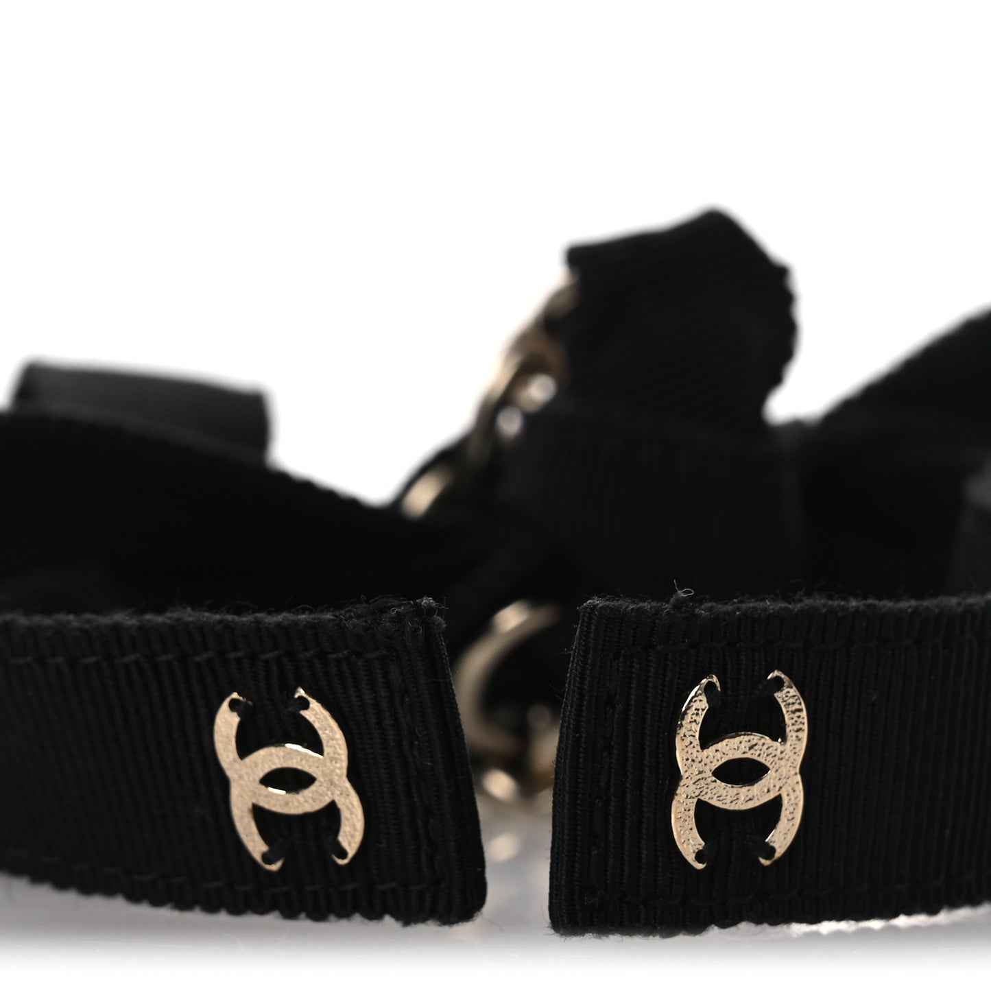 Grosgrain Chain CC Bow Belt Black