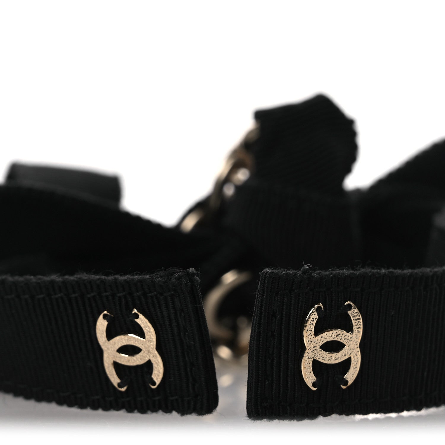 Chanel Grosgrain Chain CC Bow Belt Black 4 of 5
