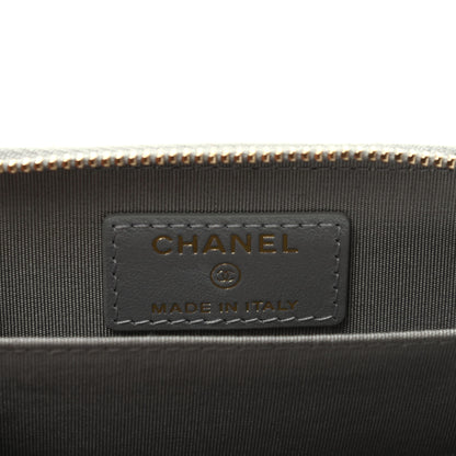 Chanel Metallic Goatskin Quilted Chanel 19 Zip Around Coin Purse Wallet Silver 6 of 8