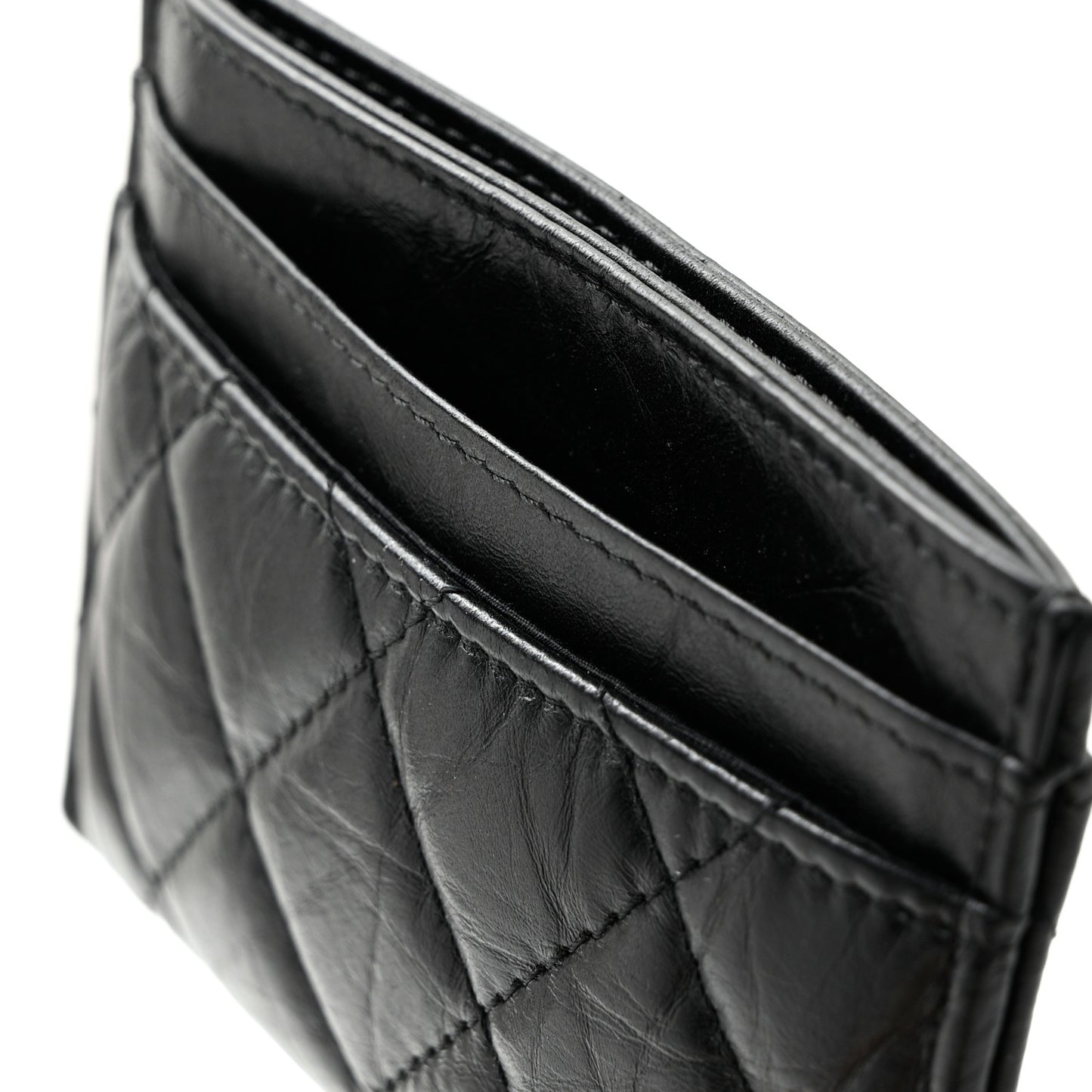 Aged Calfskin Quilted Reissue Card Holder So Black
