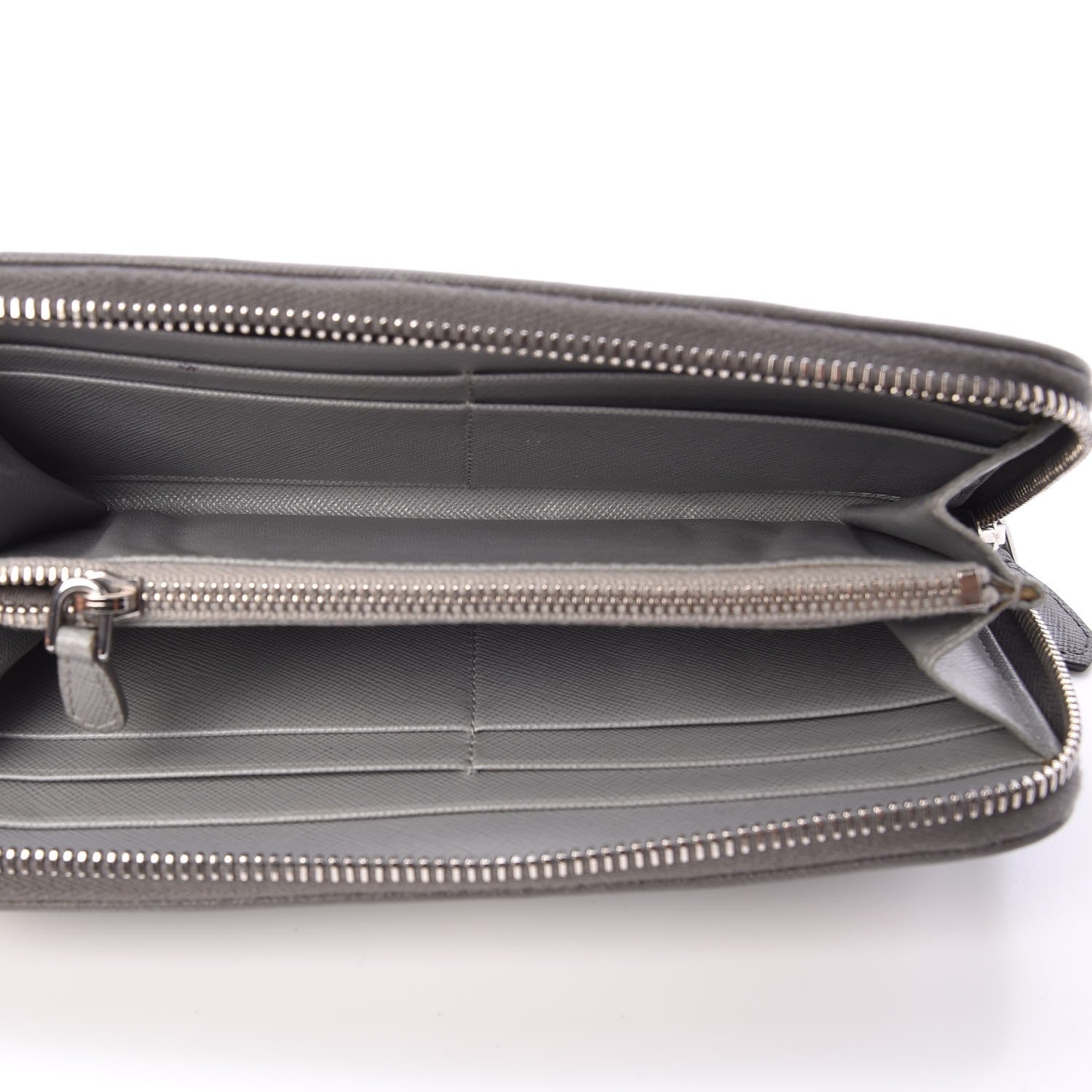 Prada Saffiano Bi-Color Metal Zip Around Wallet Marmo Nube 5 of 7