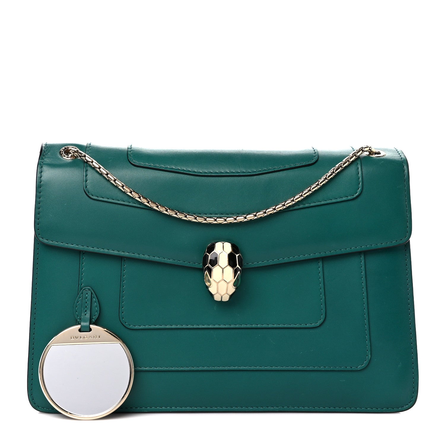 Bulgari Calfskin Serpenti Forever Crossbody Emerald Green 3 of 14