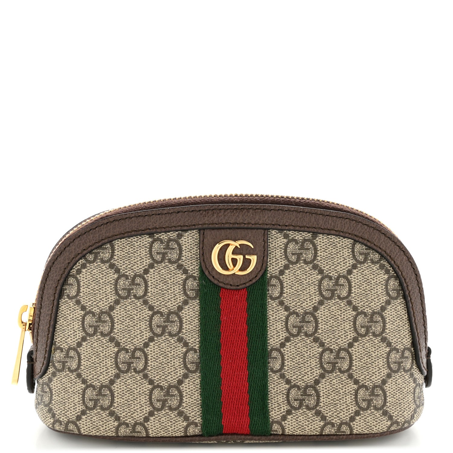 Gucci GG Supreme Monogram Textured Calfskin Web Medium Ophidia Cosmetic Case Beige Ebony New Acero 1 of 8