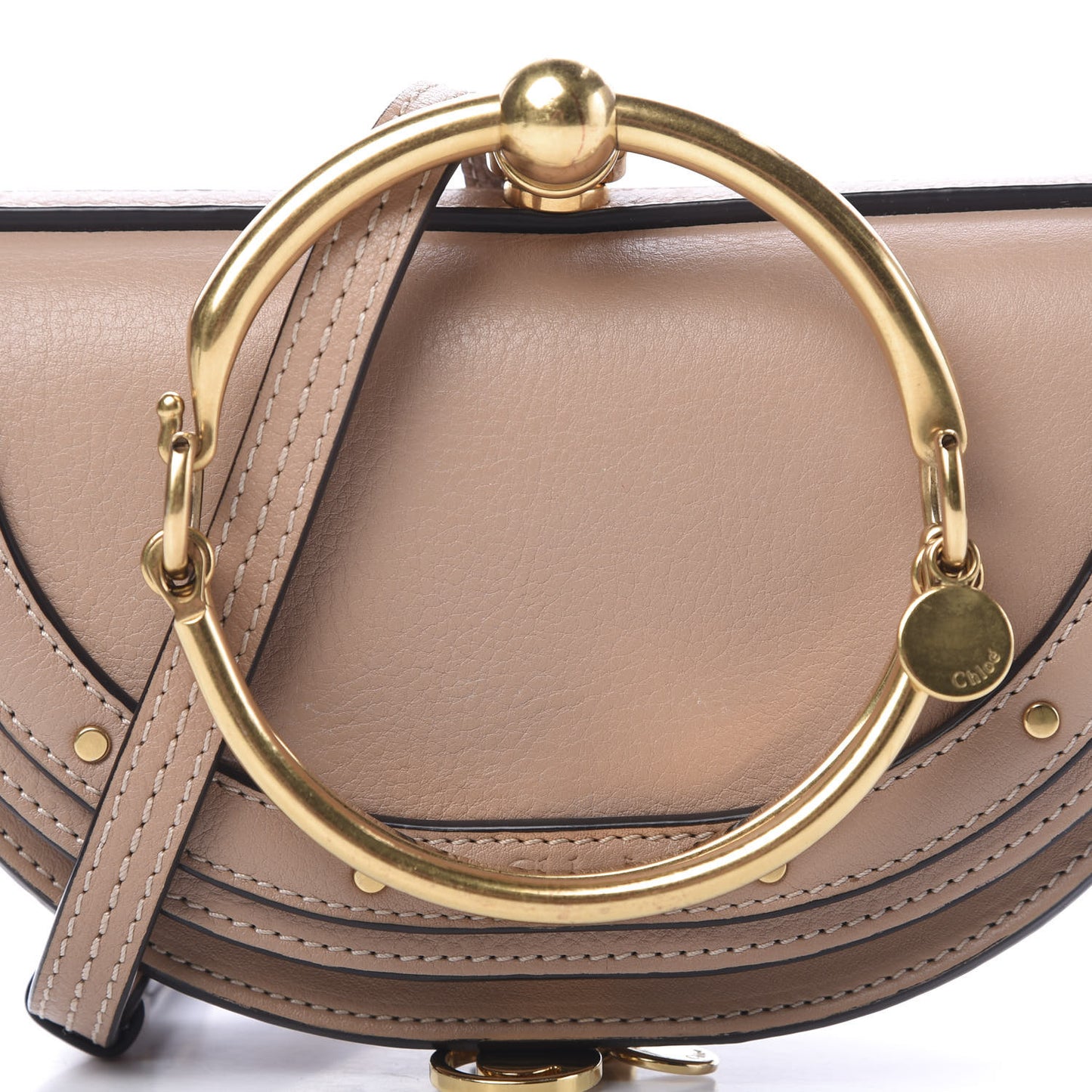 Calfskin Small Nile Bracelet Minaudiere Bag Brown