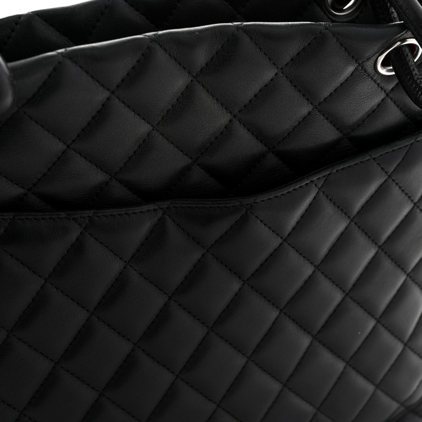 Calfskin Quilted Large Cambon Tote Black
