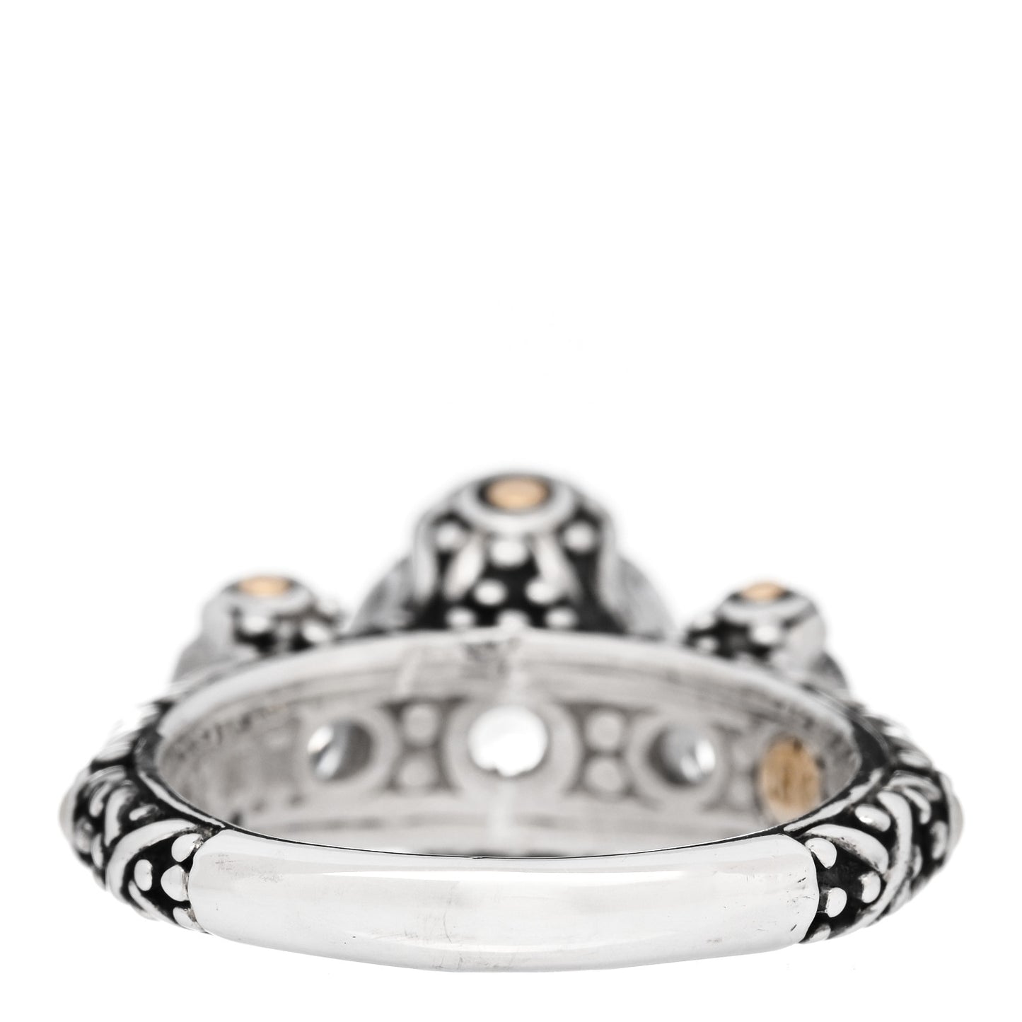 Sterling Silver 18K Yellow Gold White Topaz Batu Sari Ring 54 7