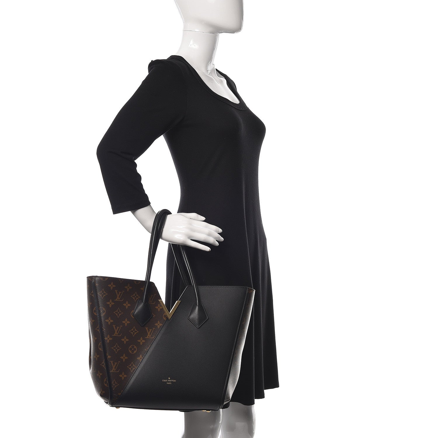 Louis Vuitton Calfskin Monogram Kimono Tote Black 2 of 9