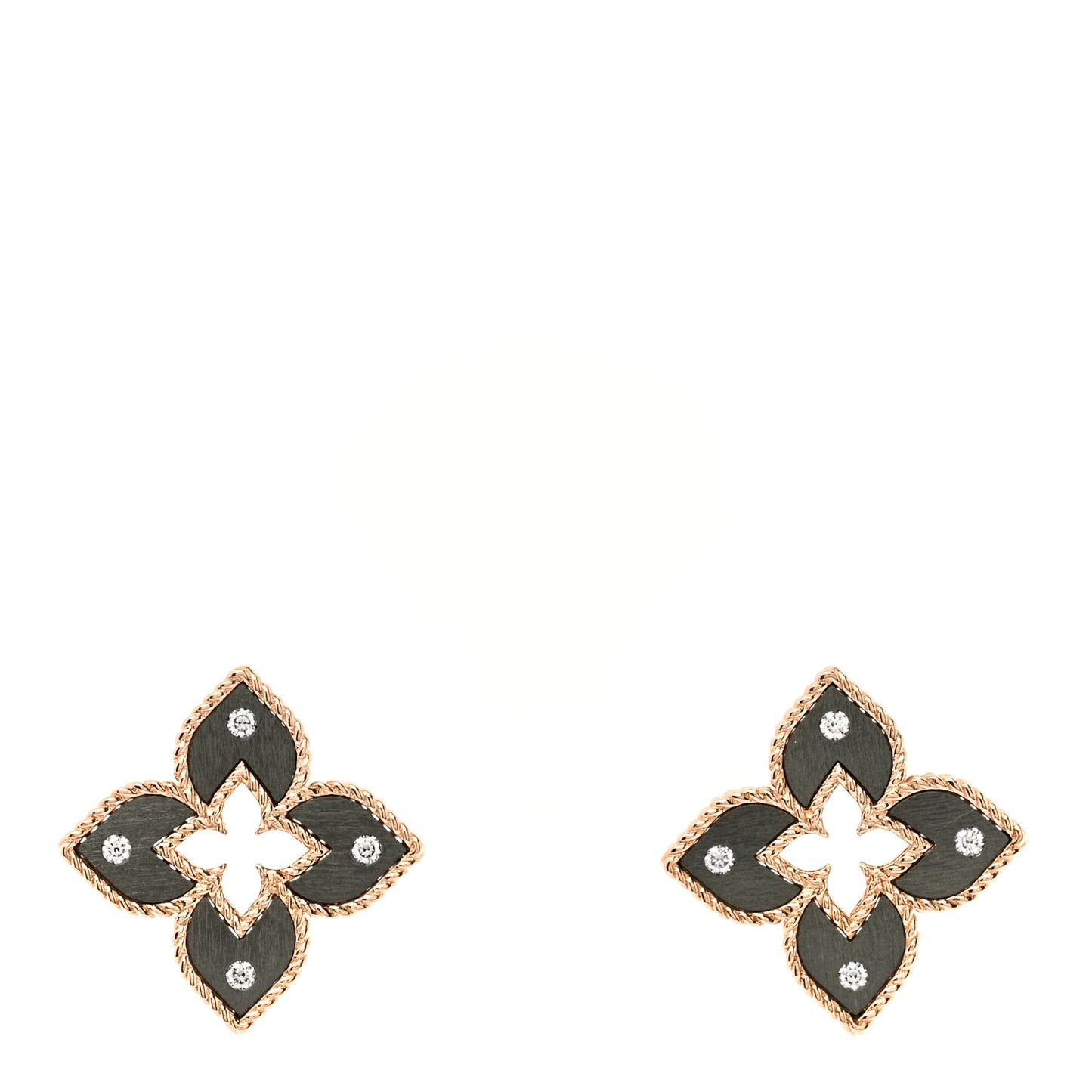 18K Rose Gold Titanium Diamond Venetian Princess Petite Flower Stud Earrings