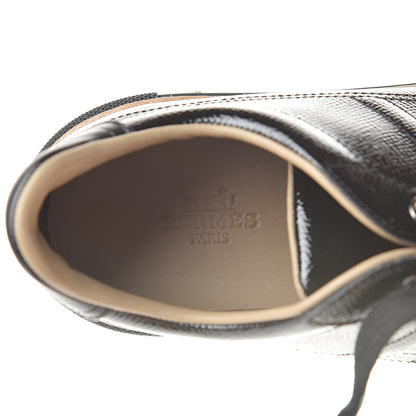 Hermes Patent Epsom Womens Polo Sneakers 37 Black 7 of 8