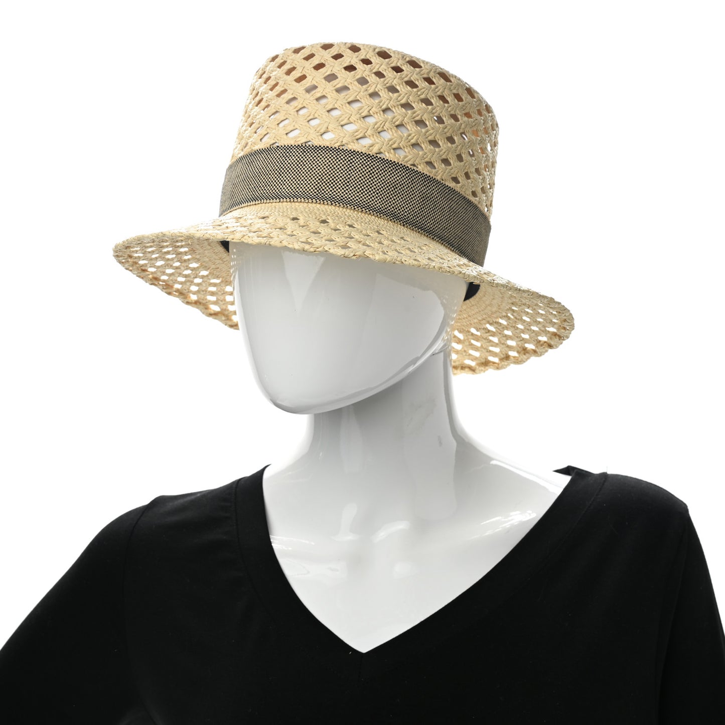 Straw Panama Elenora Hat 57 Naturel Black