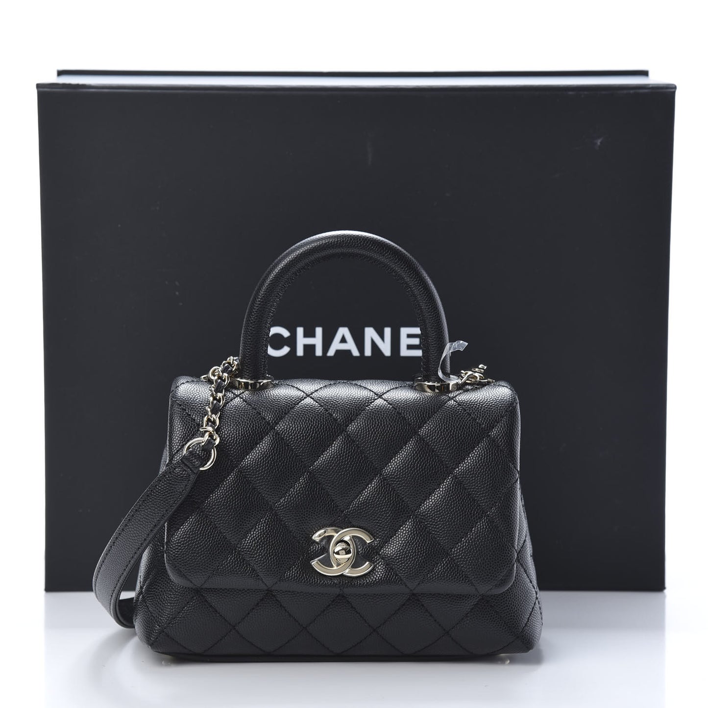 Caviar Quilted Extra Mini Coco Handle Flap Black