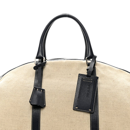 Prada Canvas Calfskin Duffle Beige Navy 4 of 8