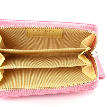 Chanel Lambskin Quilted Zip Around Coin Purse Wallet Pink Yellow 5 of 8