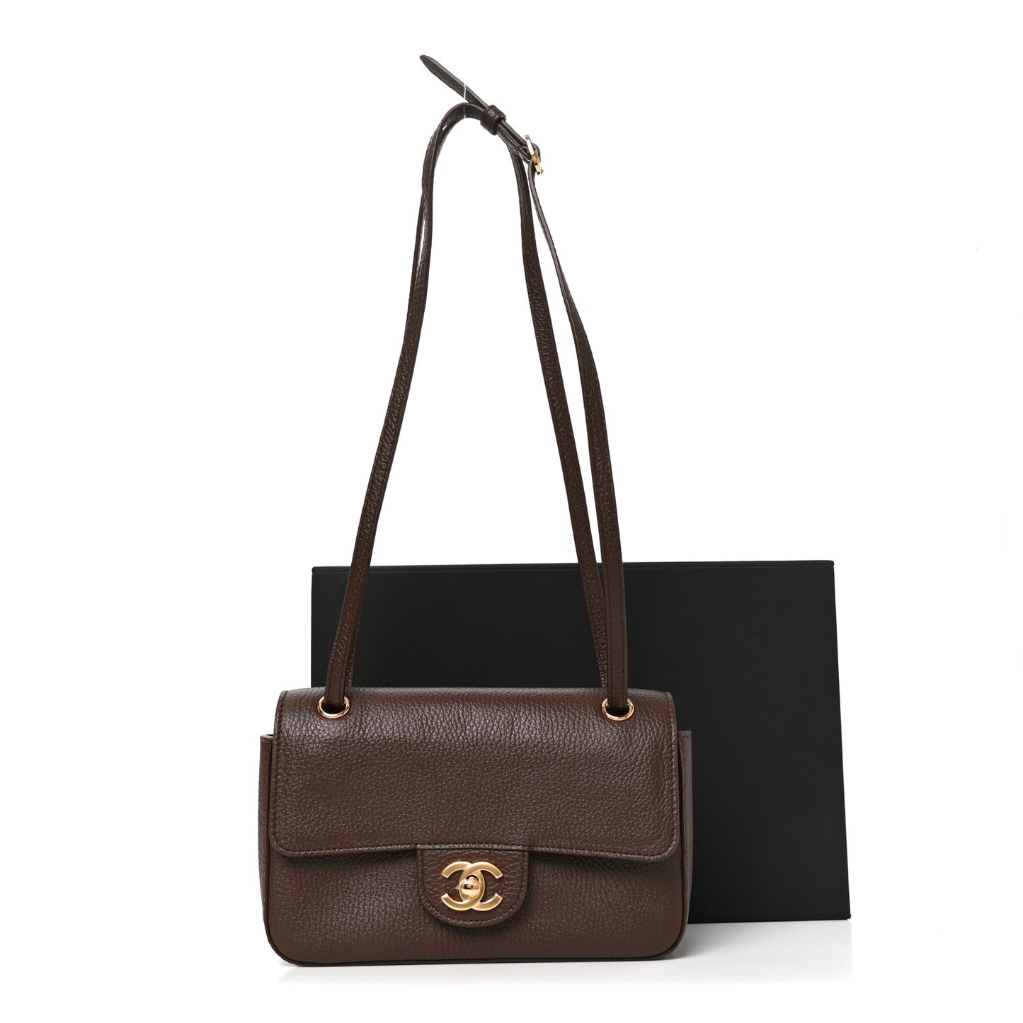 Grained Calfskin Small Souplissimo Maxi Flap Brown