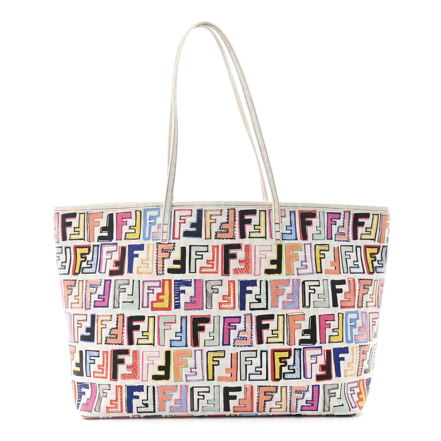 Fendi Zucca Spalmati FF Multicolor Medium Roll Tote Multicolor White 1 of 11