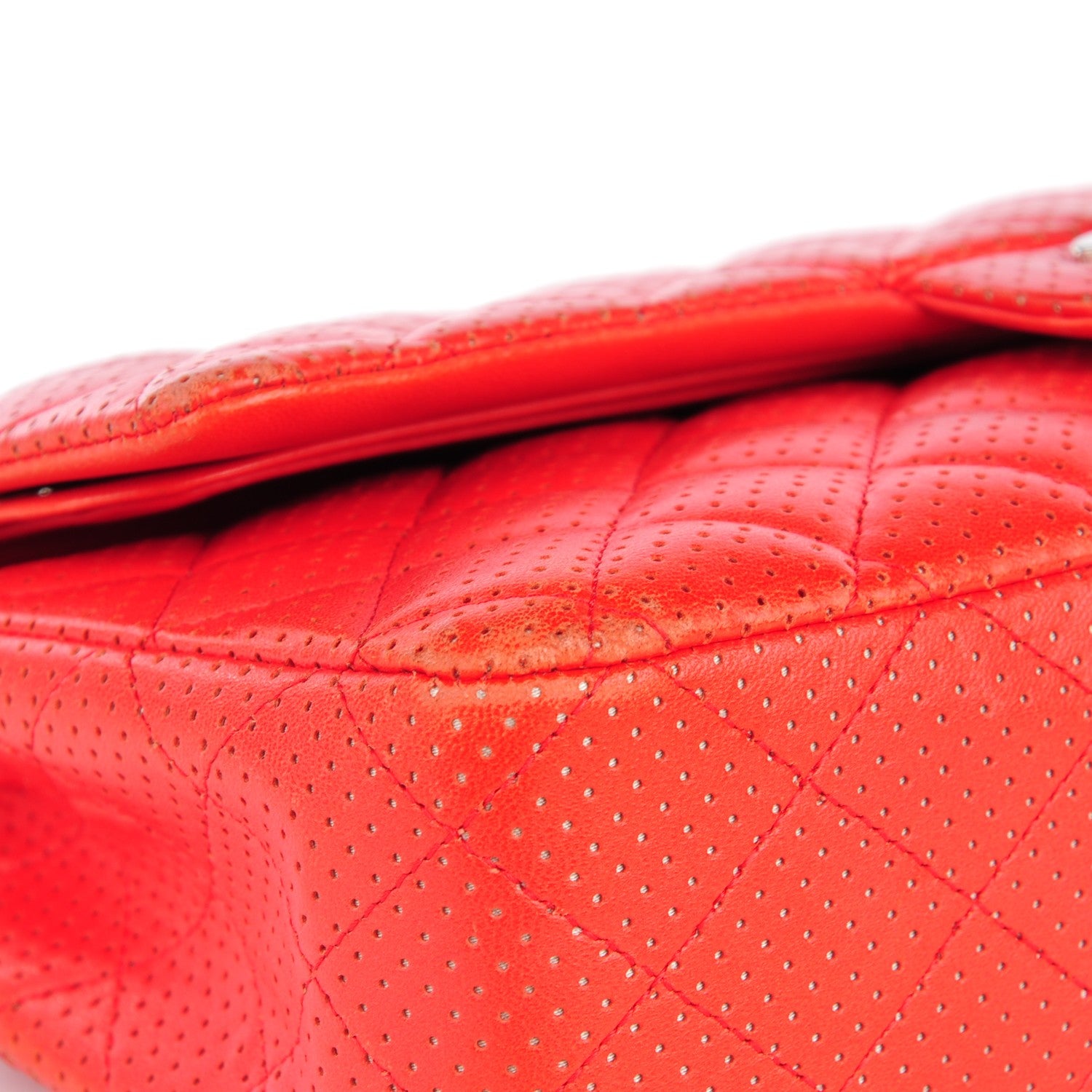 Chanel Lambskin Perforated Medium Double Flap Red 12 of 15