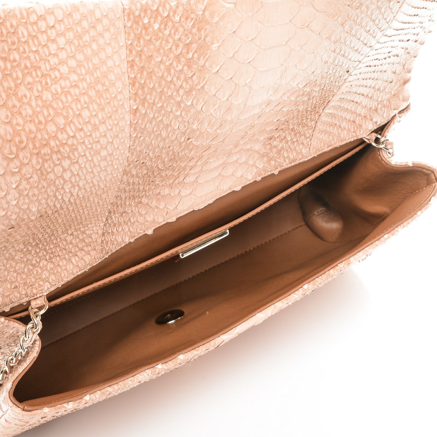 Python Clutch With Chain Flap Pink