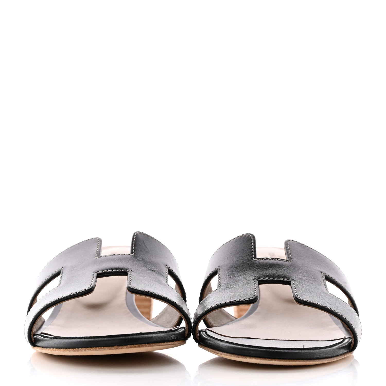 Hermes Calfskin Oasis Sandals 38 Black 2 of 16