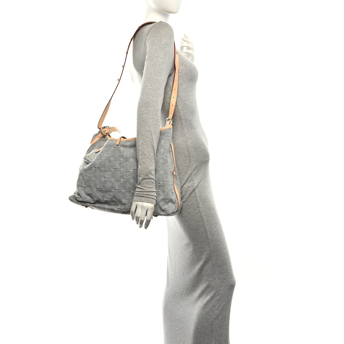Louis Vuitton Monogram Denim CarryAll MM Washed Grey 2 of 12