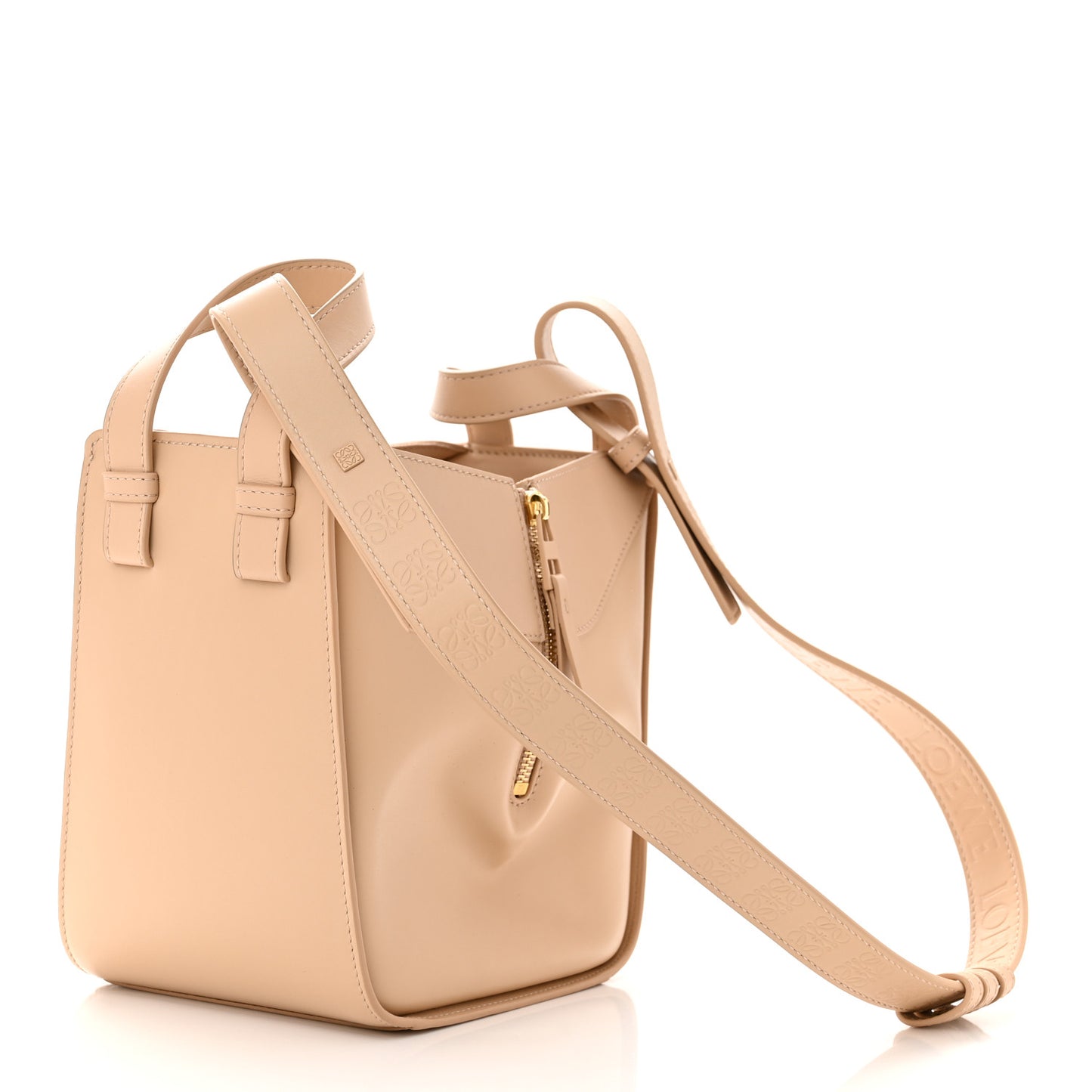 Satin Calfskin Compact Hammock Shoulder Bag Nude