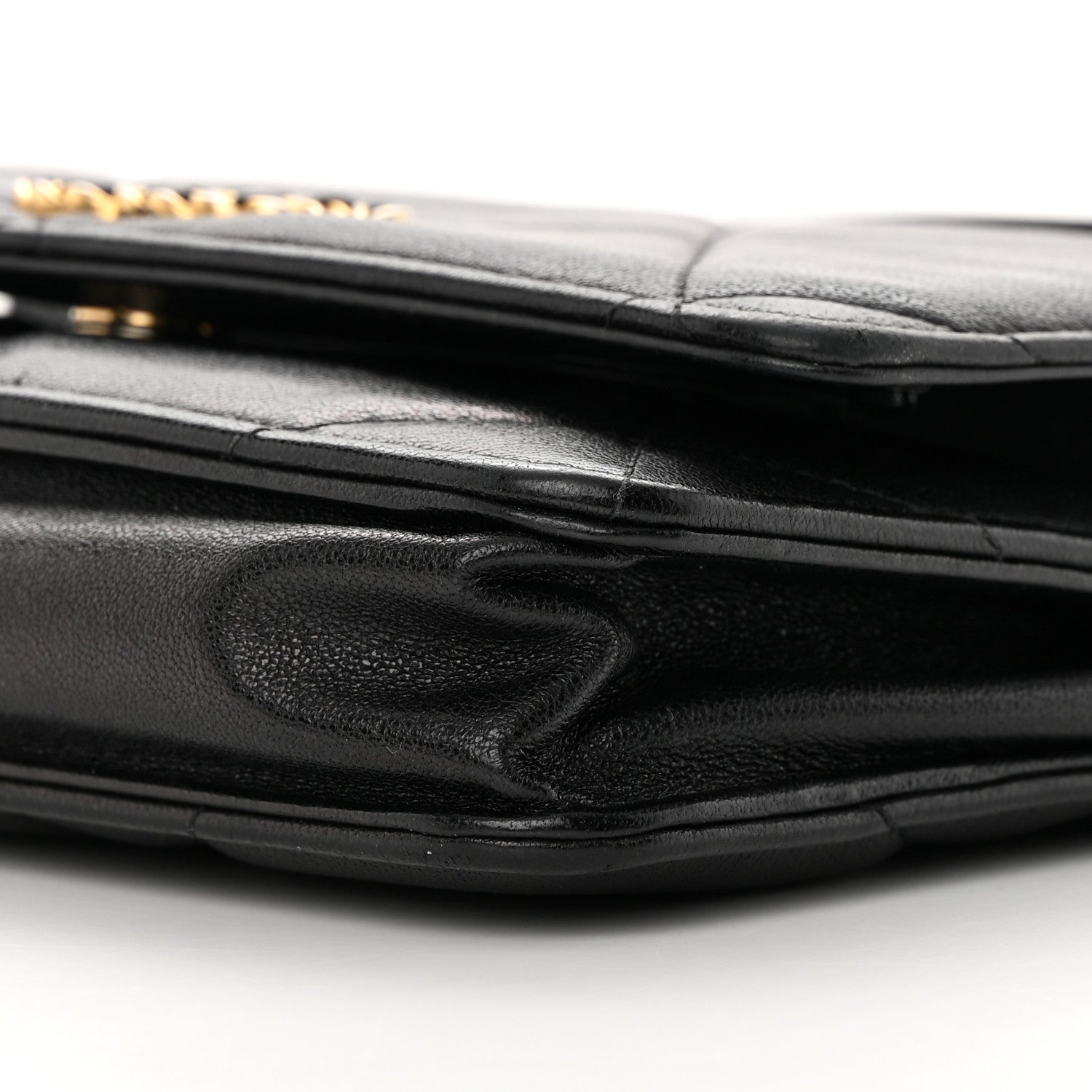 Chanel Shiny Goatskin Quilted Chanel 19 Wallet On Chain WOC Black 11 of 23