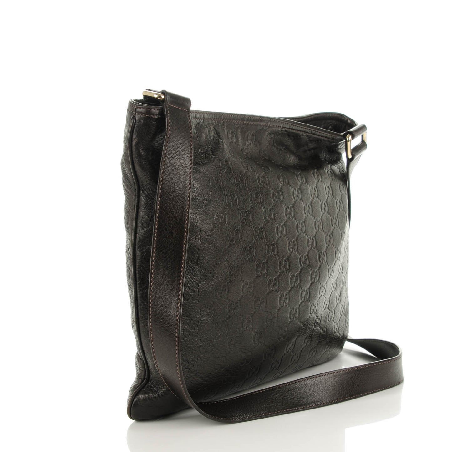 Guccissima Medium Flat Messenger Bag Dark Brown