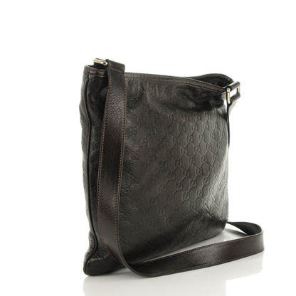 Gucci Guccissima Medium Flat Messenger Bag Dark Brown 3 of 8
