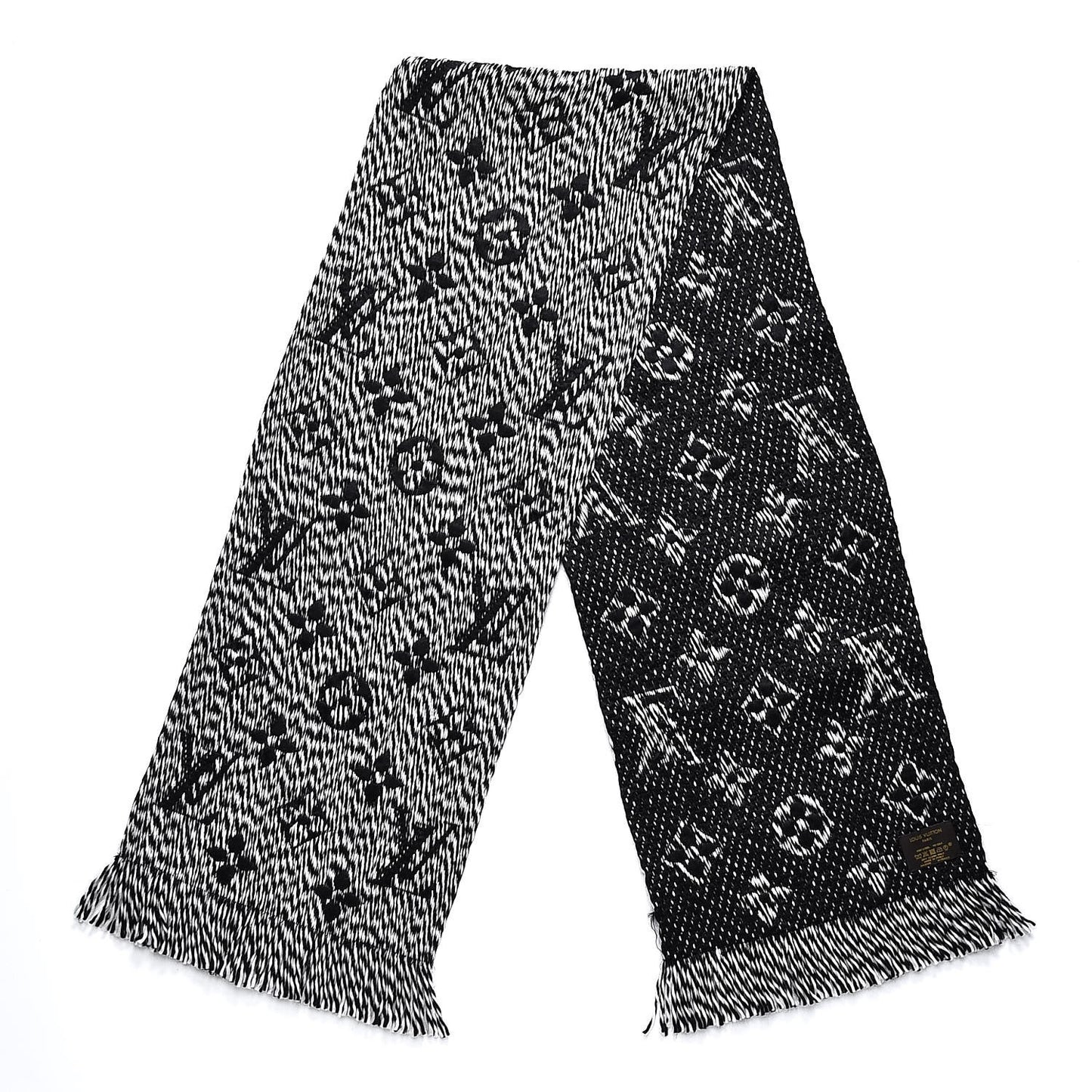 Wool Silk Logomania Mix Scarf Black