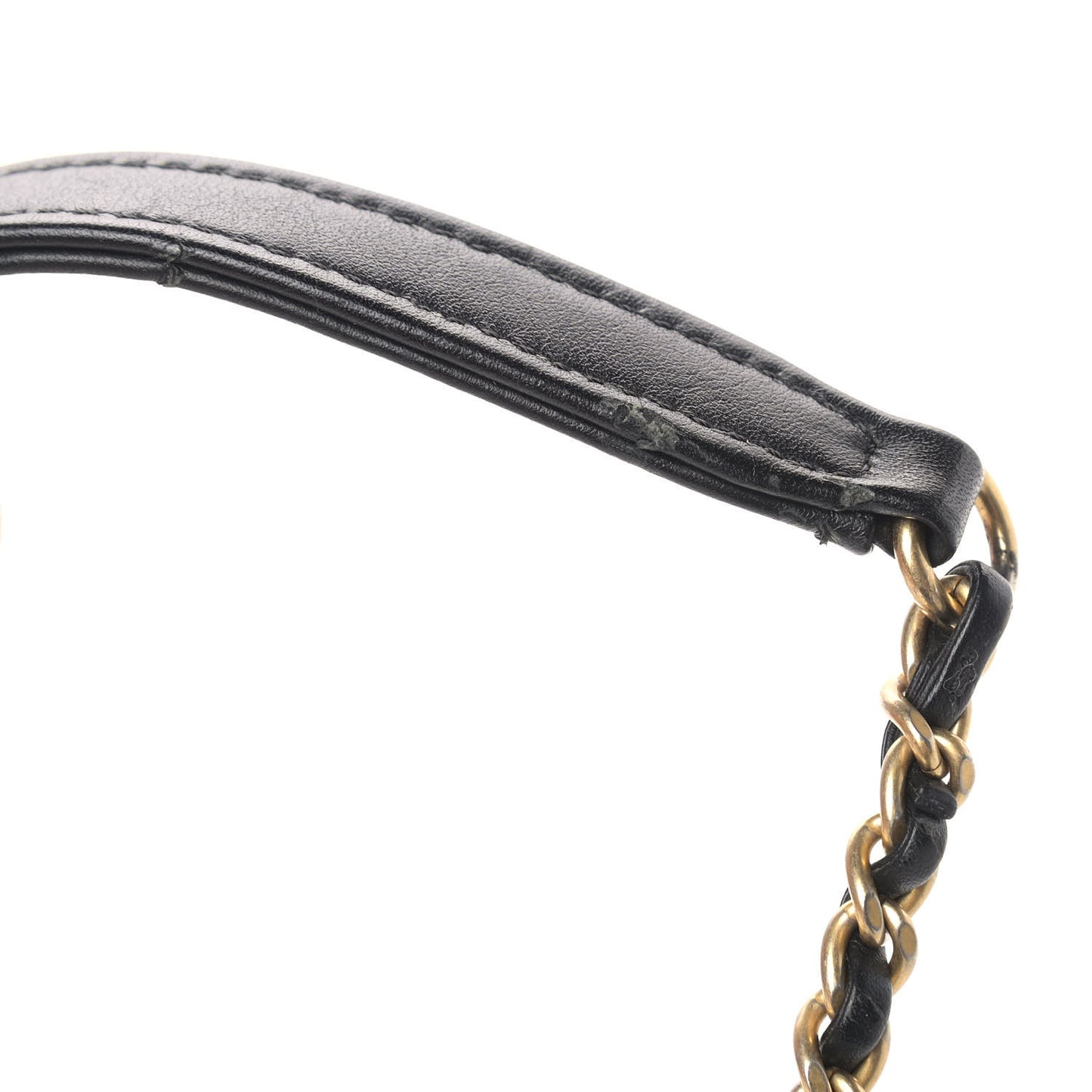 Aged Calfskin Chevron Quilted Mini Coco Handle Flap Black