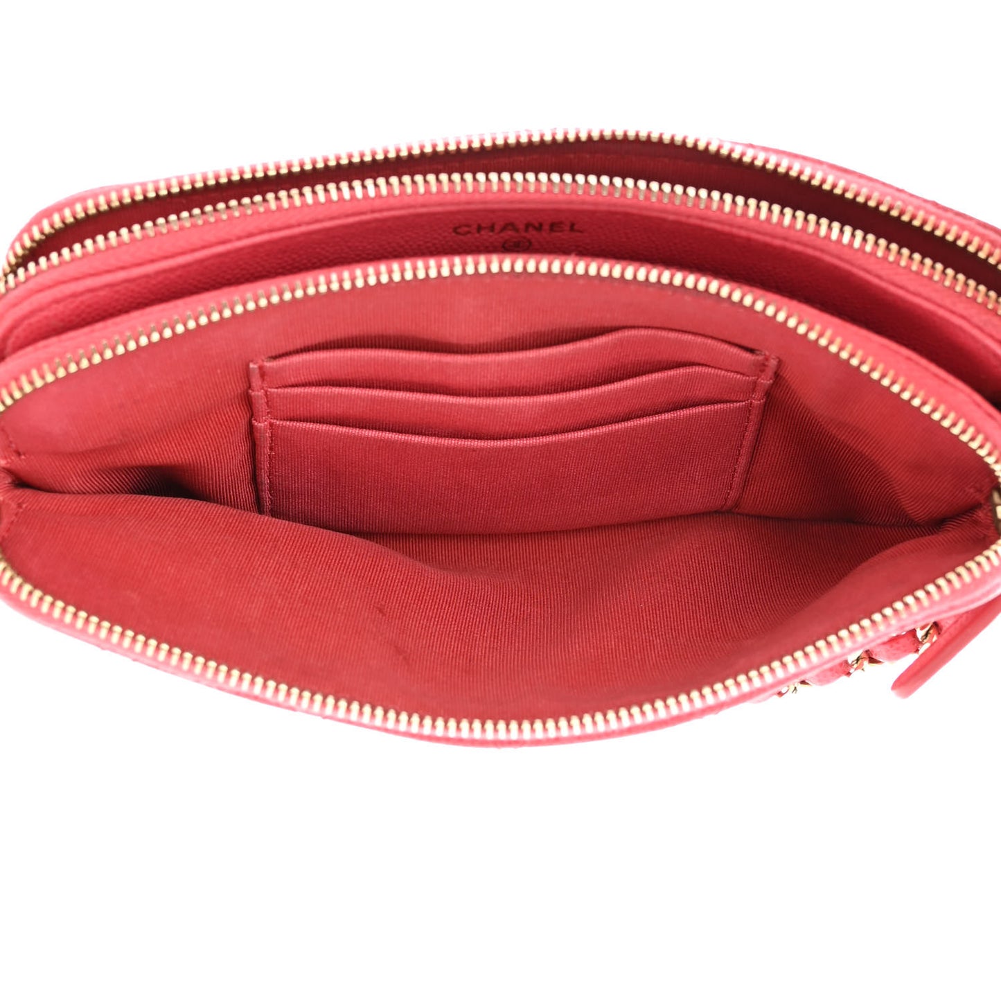 Caviar Quilted Small Clutch With Chain Pink