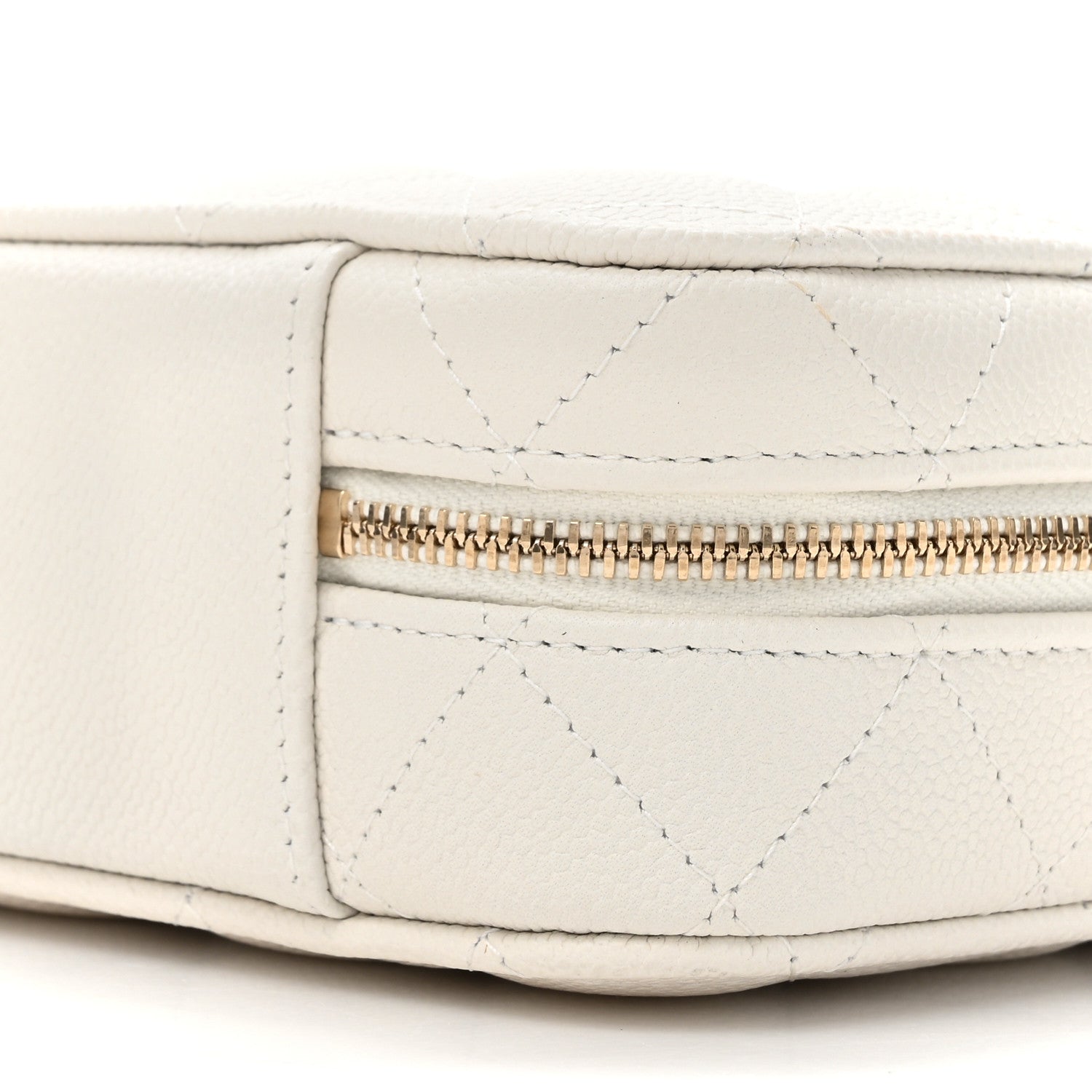 Chanel Caviar Quilted Top Handle Vanity Case White 10 of 13