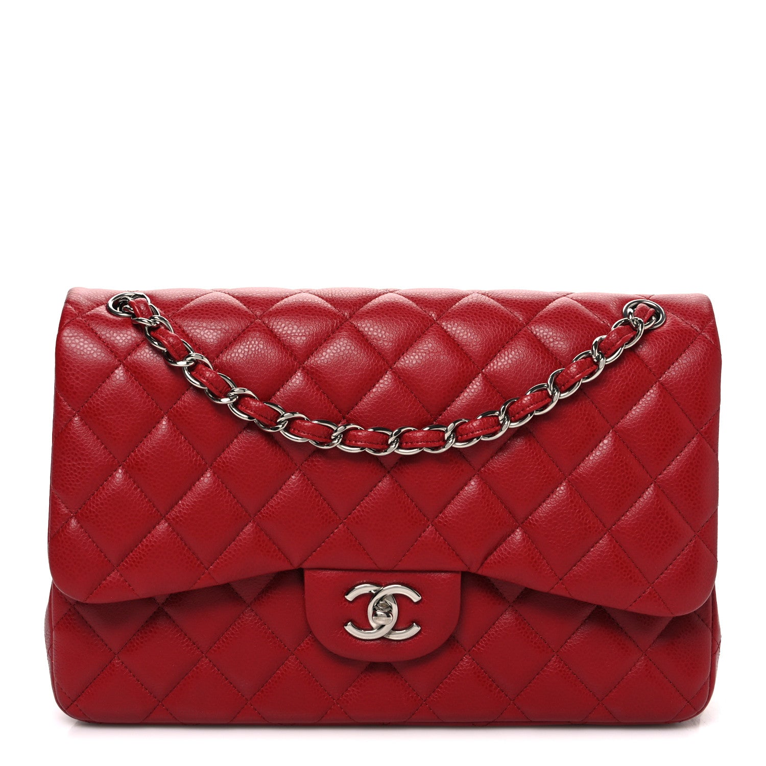 Chanel Caviar Quilted Jumbo Double Flap Dark Red 1 of 12