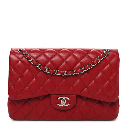 Chanel Caviar Quilted Jumbo Double Flap Dark Red 1 of 12