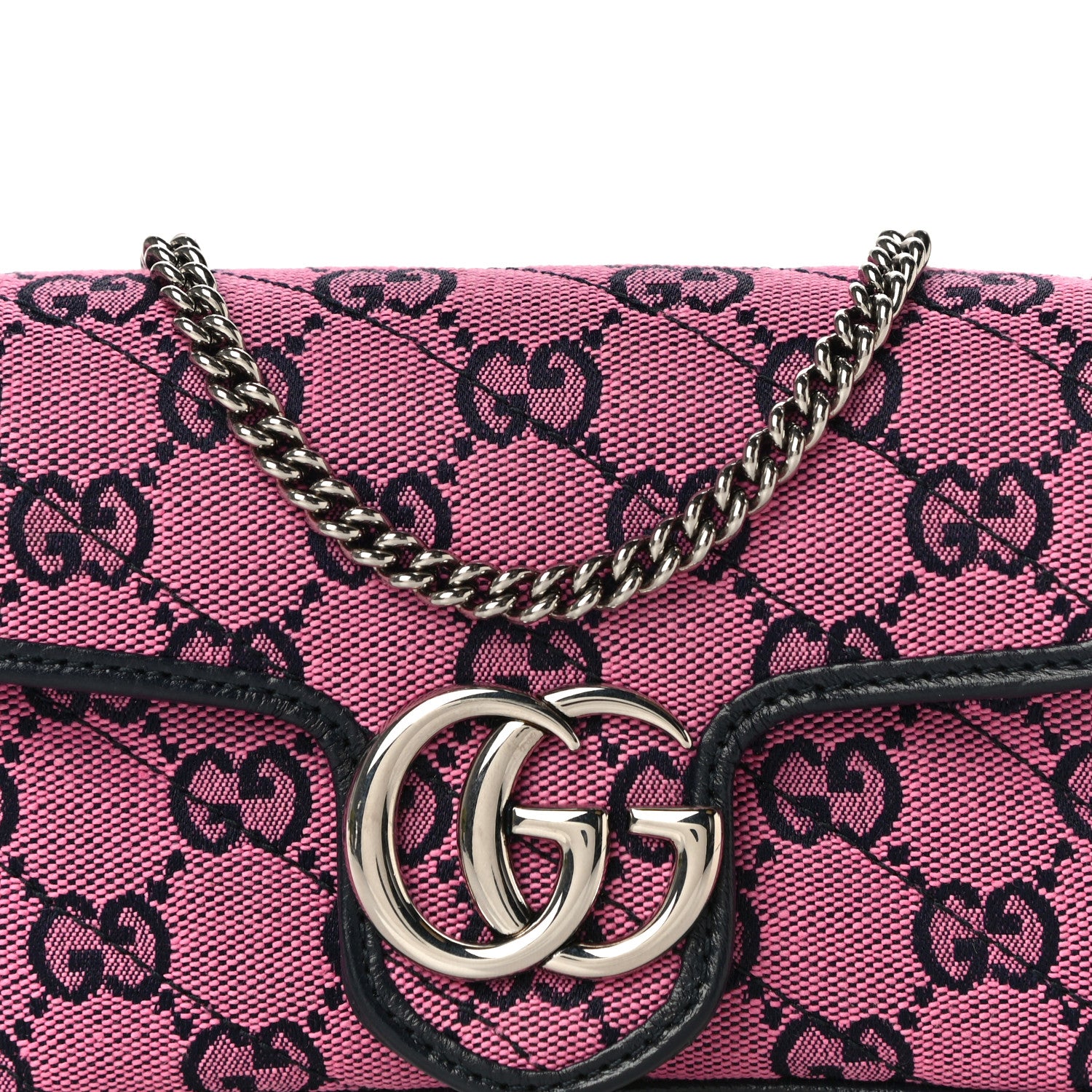 Gucci Monogram Multicolor Matelasse Diagonal Super Mini GG Marmont Shoulder Bag Pink Blue 8 of 11