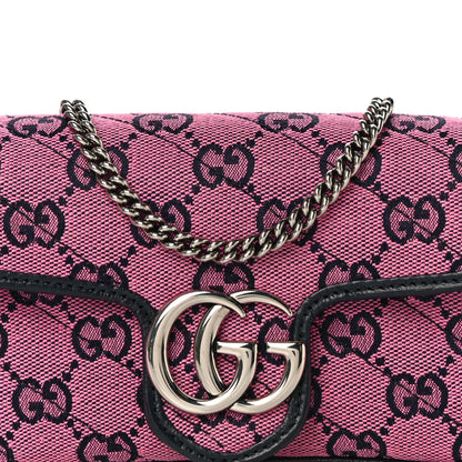 Gucci Monogram Multicolor Matelasse Diagonal Super Mini GG Marmont Shoulder Bag Pink Blue 8 of 11