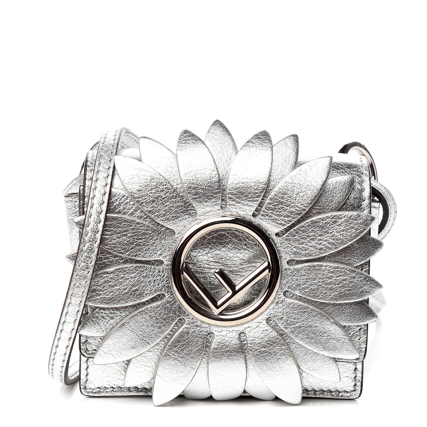 Vitello Catalan Mirror F is Fendi Flower Micro Kan I Shoulder Bag Silver