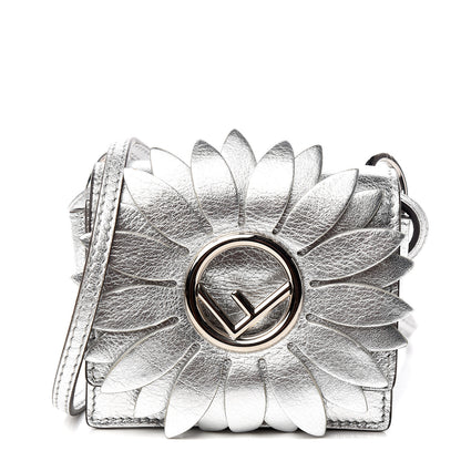 Fendi Vitello Catalan Mirror F is Fendi Flower Micro Kan I Shoulder Bag Silver 1 of 11