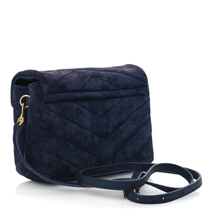 Saint Laurent Suede Y Quilted Monogram Toy Loulou Crossbody Bag Navy 3 of 12