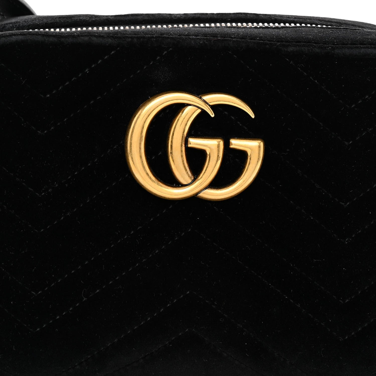 Gucci Velvet Matelasse Small GG Marmont Chain Shoulder Bag Black 8 of 10