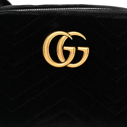 Gucci Velvet Matelasse Small GG Marmont Chain Shoulder Bag Black 8 of 10