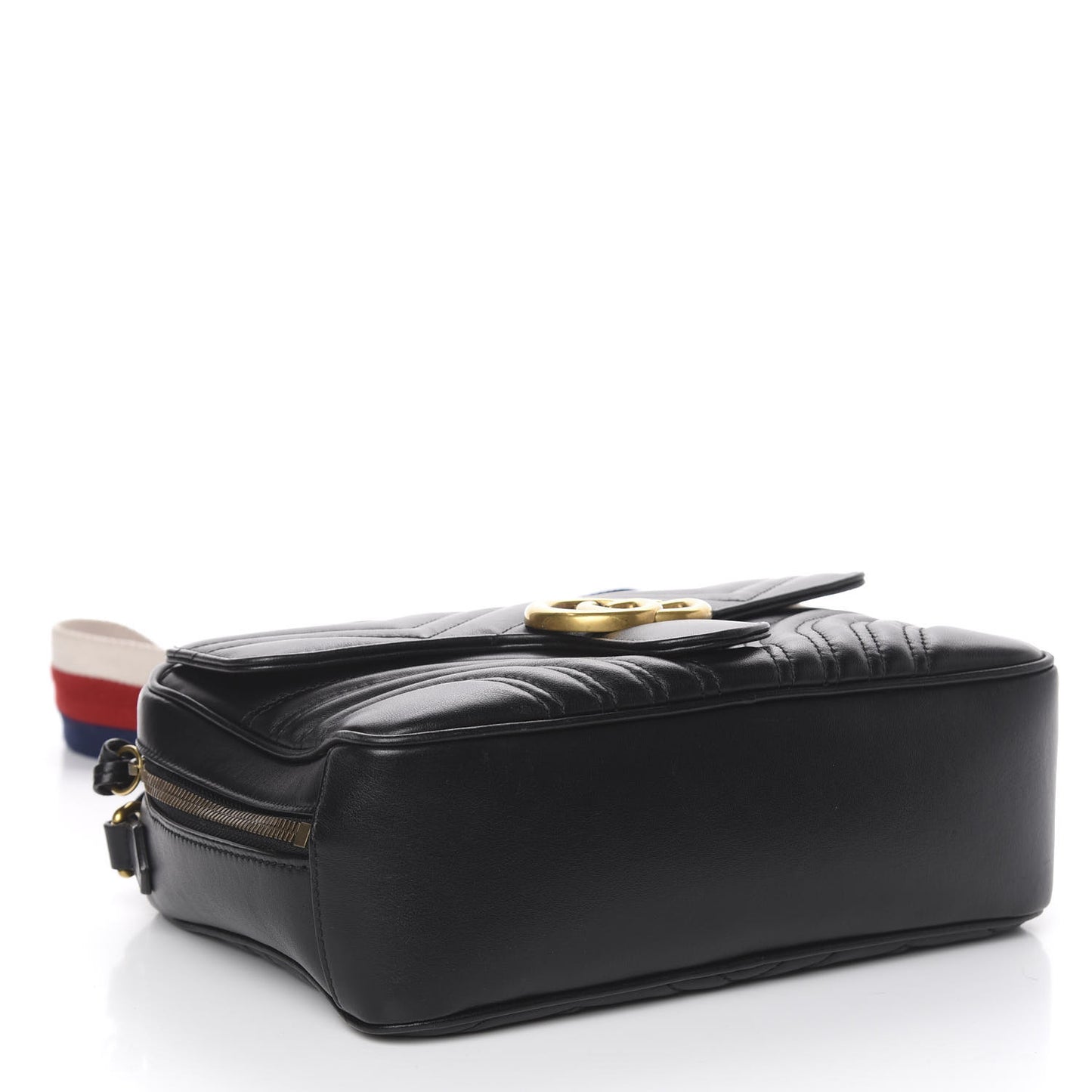 Calfskin Matelasse Sylvie Web Small GG Marmont Top Handle Shoulder Bag Black